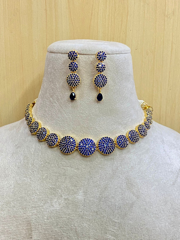 Handmade Blue Sapphire Necklace Set | 22K Gold Plated Delicate Gemstone Jewelry | Bridal Necklace | Party Wear Necklace | Gift for Women