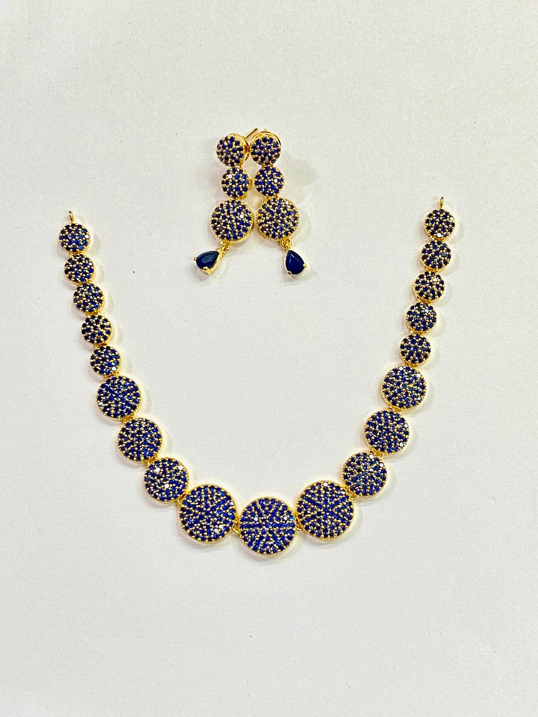 Handmade Blue Sapphire Necklace Set | 22K Gold Plated Delicate Gemstone Jewelry | Bridal Necklace | Party Wear Necklace | Gift for Women — 2