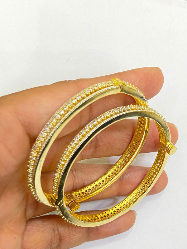 Gold Plated Bangle Set: Ruby, Emerald & Pearl Indian Bangles