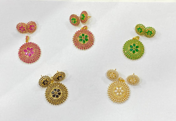 22K Gold Plated Pendant Earring Set | Indian Jewelry | Traditional Bridal Wedding Jewelry | Party Wear Pendant Earrings | Gift for Her