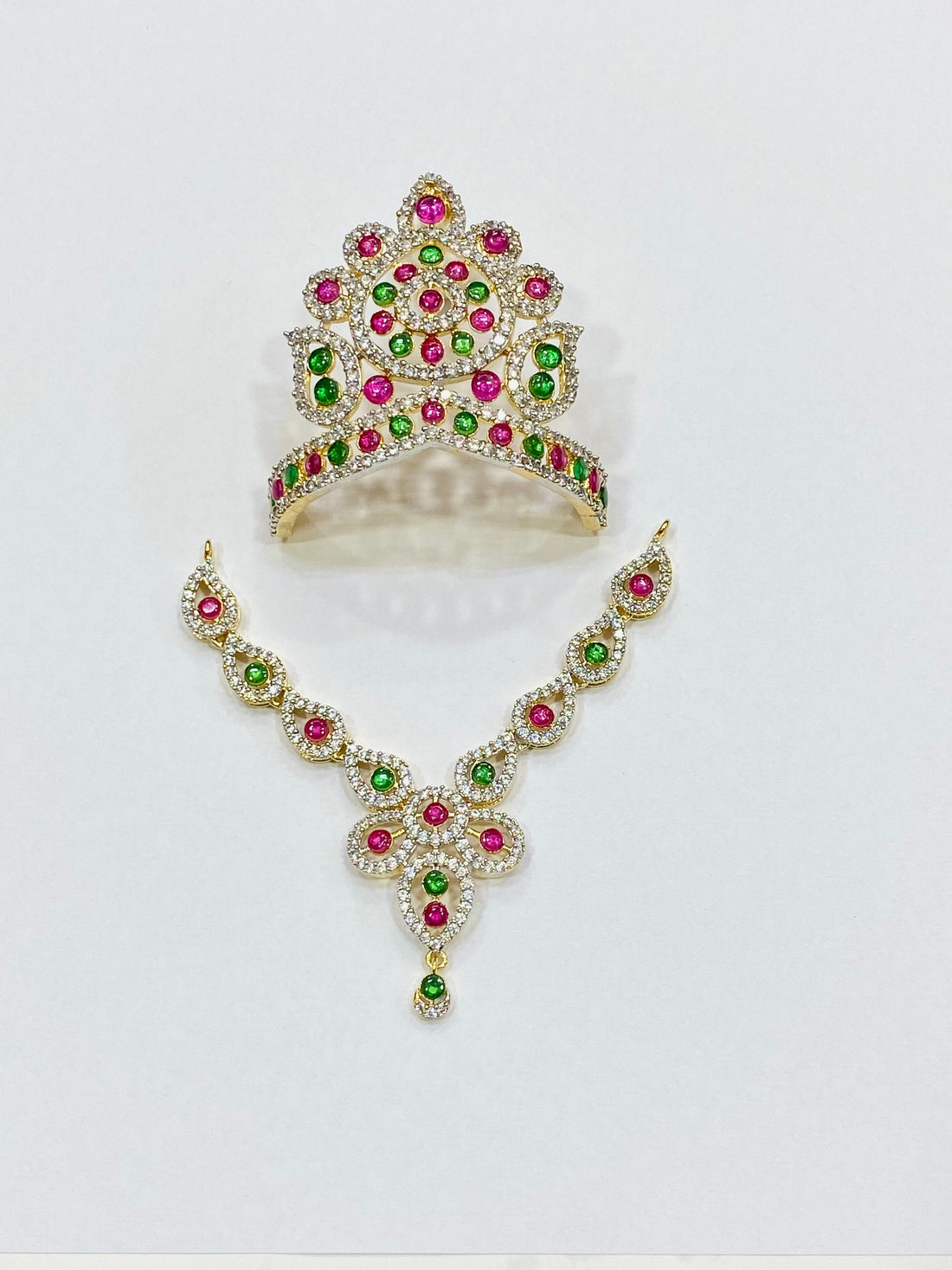 Krishna Mukut Necklace Combo set : Temple accessories Deity Decor — 3