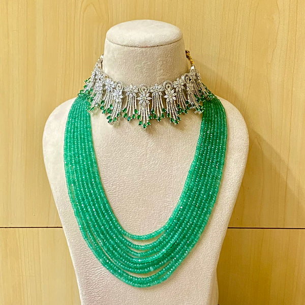 Emerald Aventurine Choker Necklace Set |Indian Bridal Wedding Jewelry | Traditional South Indian Necklace | Ethnic Jewelry Set |Gift for Her