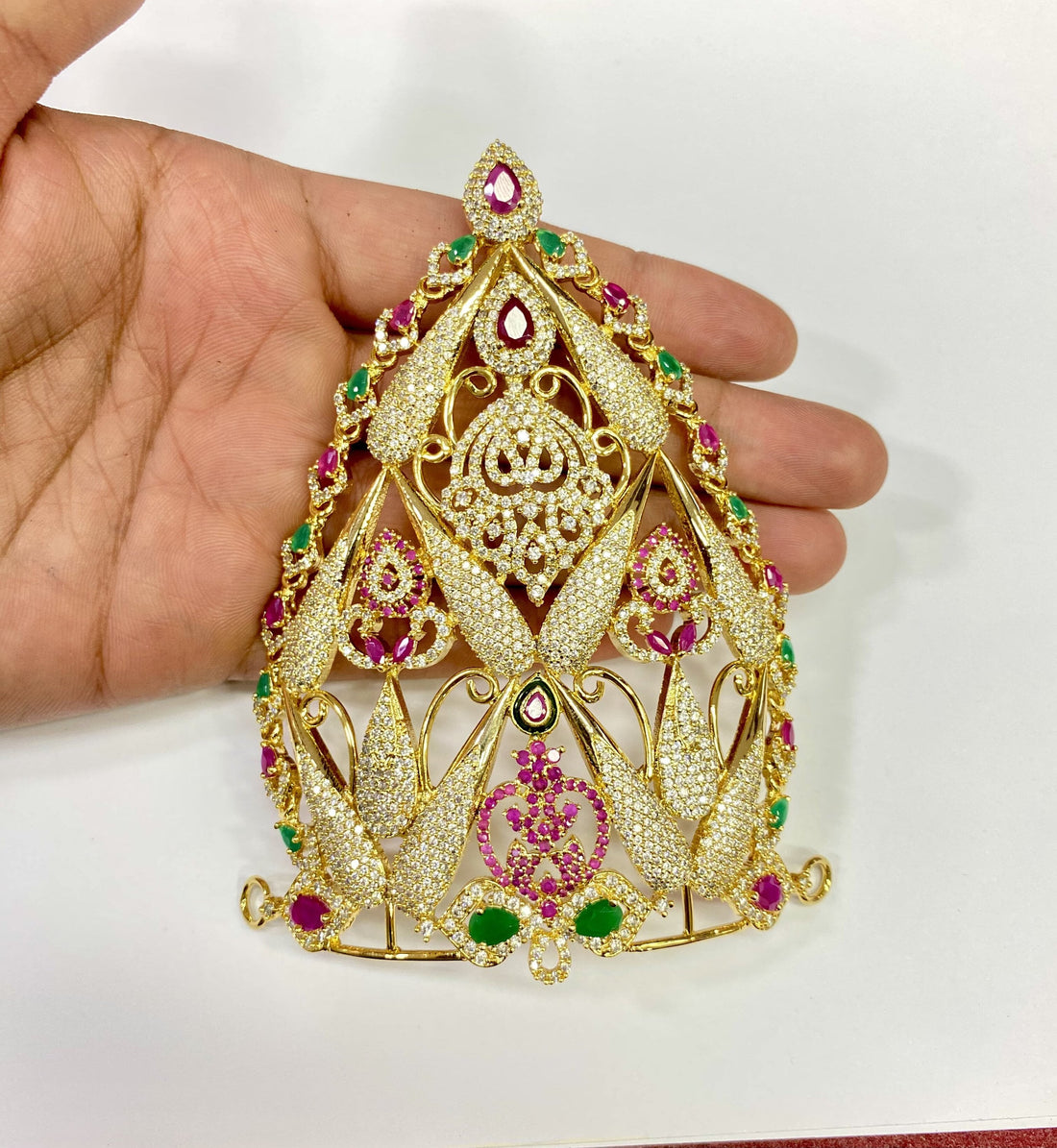Radha Krishna Mukut | Divine Ornament | Big Size Temple Accessory Mukut | Temple Spiritual Gifting — 4