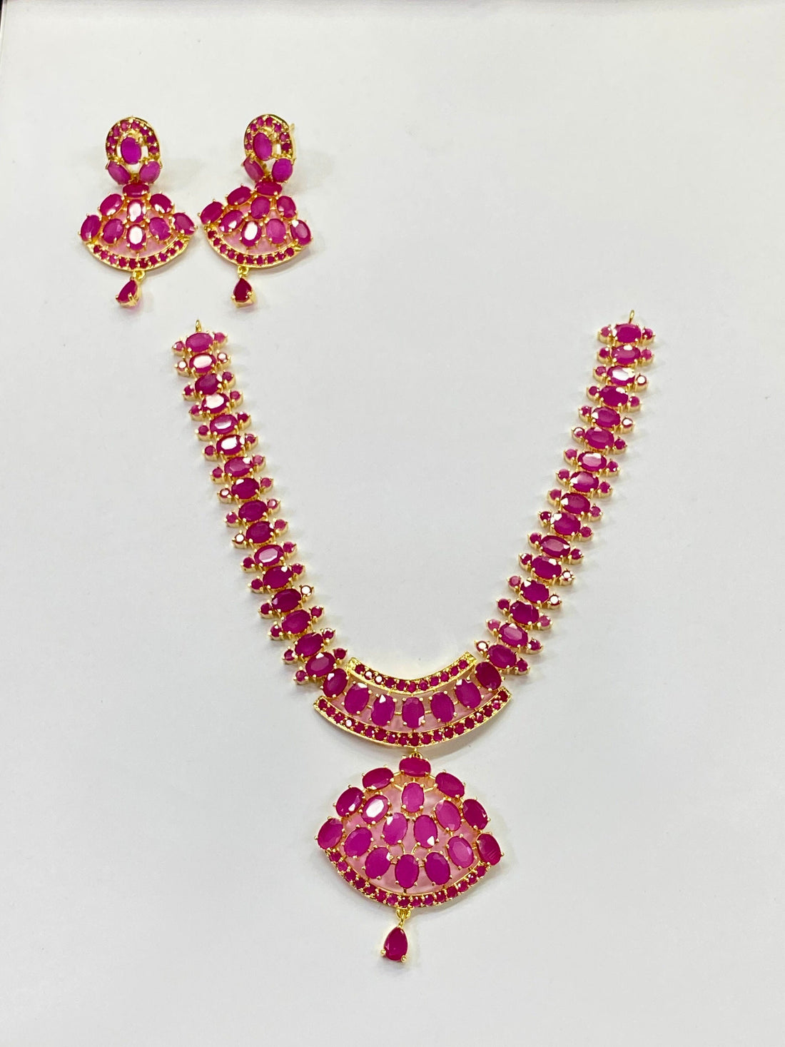 Premium Ruby Necklace Jewelry, Gold Plated Necklace, South Indian Necklace, Indian Wedding Jewelry, Statement Ruby Necklace Red Jewels — 3