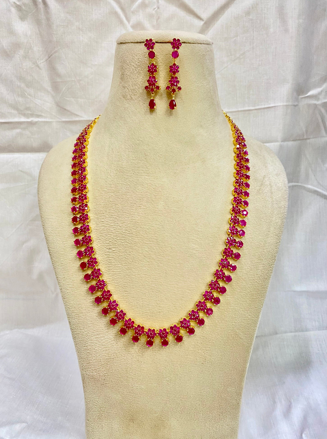 Long Ruby Haar Necklace 22k Gold Plated Necklace Wedding jewelry, Long Haram Necklace — 4