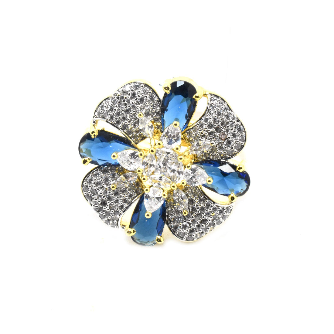 Vintage Ruby Sapphire CZ Diamond Ring: Gold Plated Pear Shape Promise Ring — 6