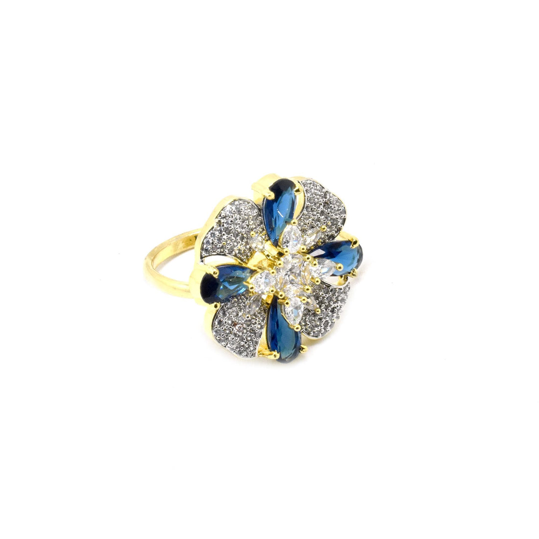 Vintage Ruby Sapphire CZ Diamond Ring: Gold Plated Pear Shape Promise Ring — 8