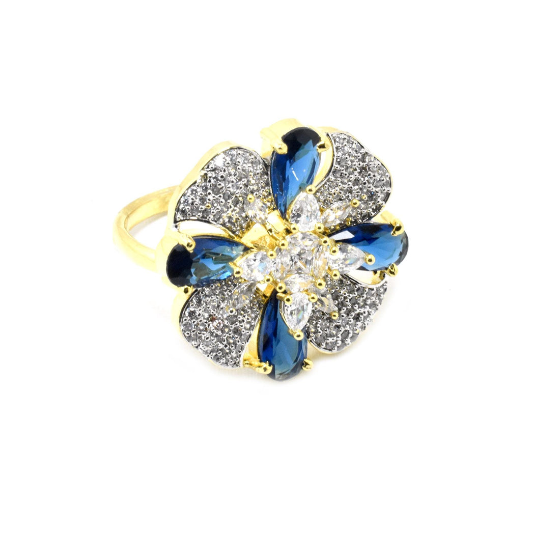 Vintage Ruby Sapphire CZ Diamond Ring: Gold Plated Pear Shape Promise Ring — 7