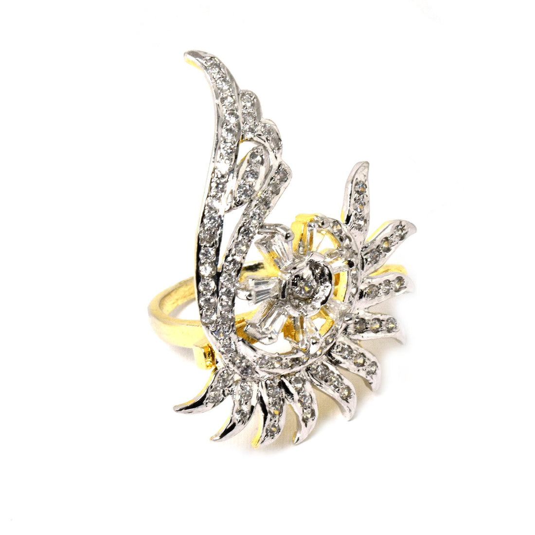 Gold Plated CZ Diamond Statement Ring: Handmade Cocktail Jewelry