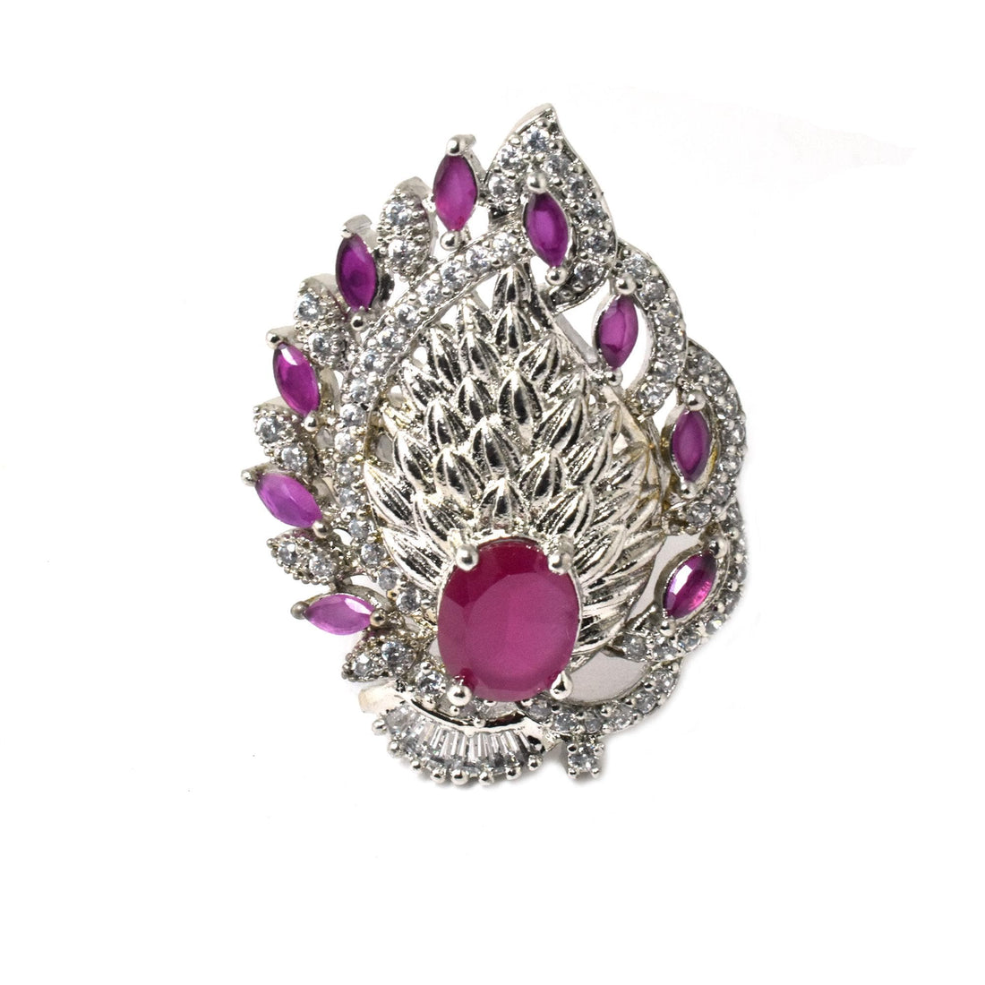 Ruby CZ Diamond Ring | White Gold Plated Ring | Bridal Ring | Wedding Ring | Engagement Ring | Elegant Party Wear Jewelry | Gift for Her