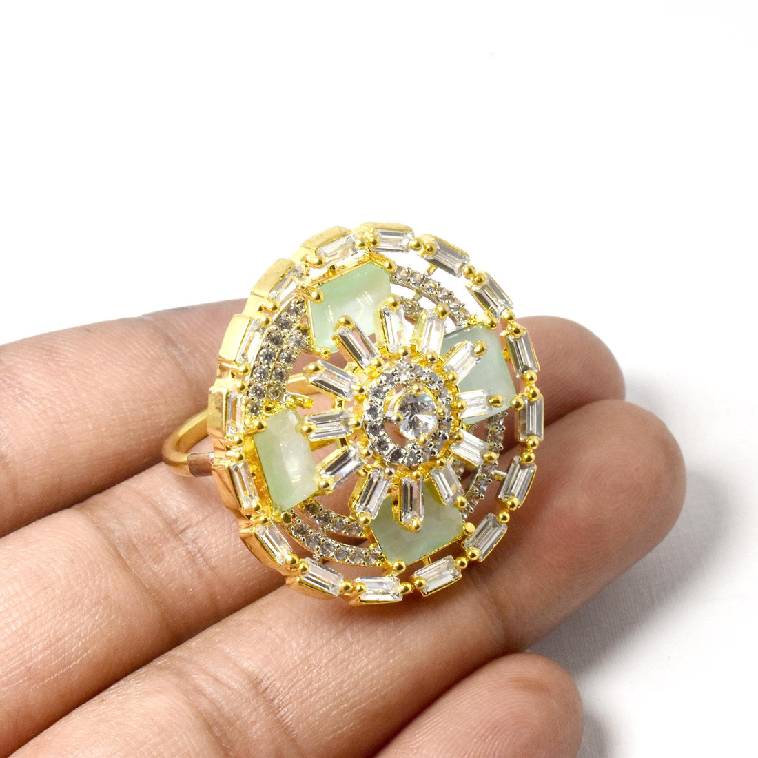 Emerald Cut CZ Diamond  | Gold Plated Statement Ring | Bridal Ring| Wedding Ring | Engagement Ring | Cocktail Ring | Gift for Her — 5