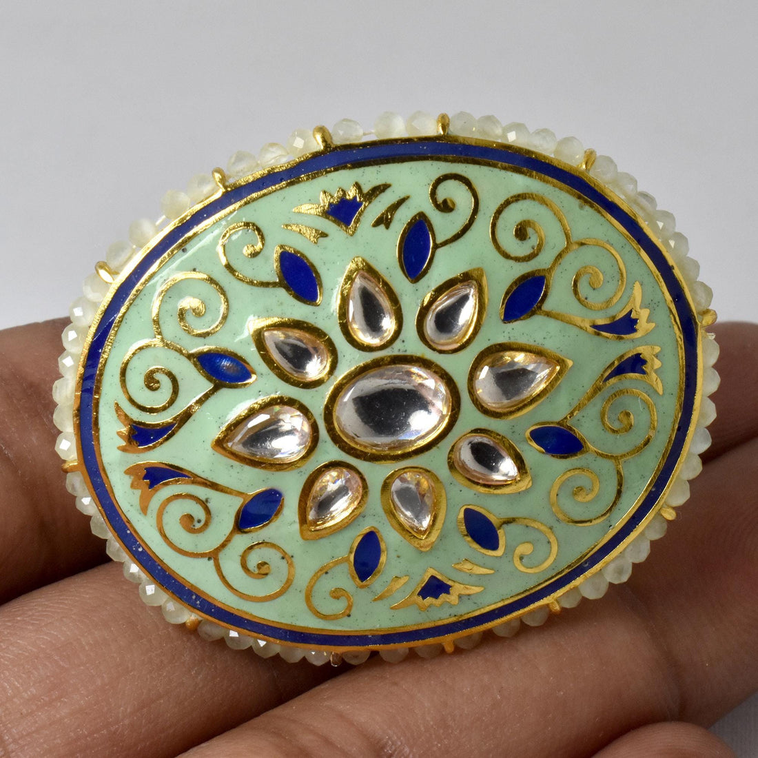 Meenakari Kundan Statement Ring: Indian Wedding Jewelry — 5