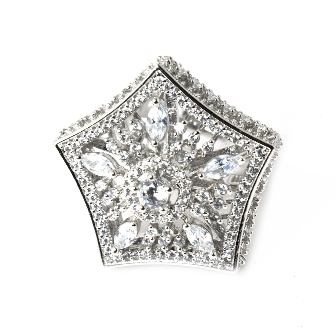 White Plated CZ Diamond Cocktail Ring: Statement Jewelry — 2