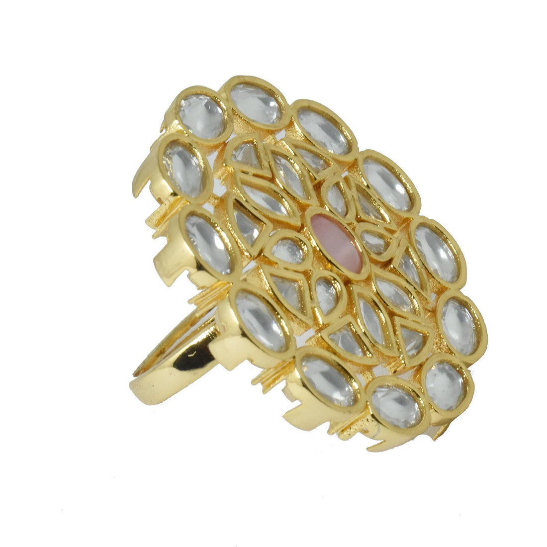 Traditional Gold Kundan Pink Enamel Ring | Indian Ethnic Bridal  Ring |  Statement Jewelry | Wedding Festive Party Wear | Gift For Her — 8