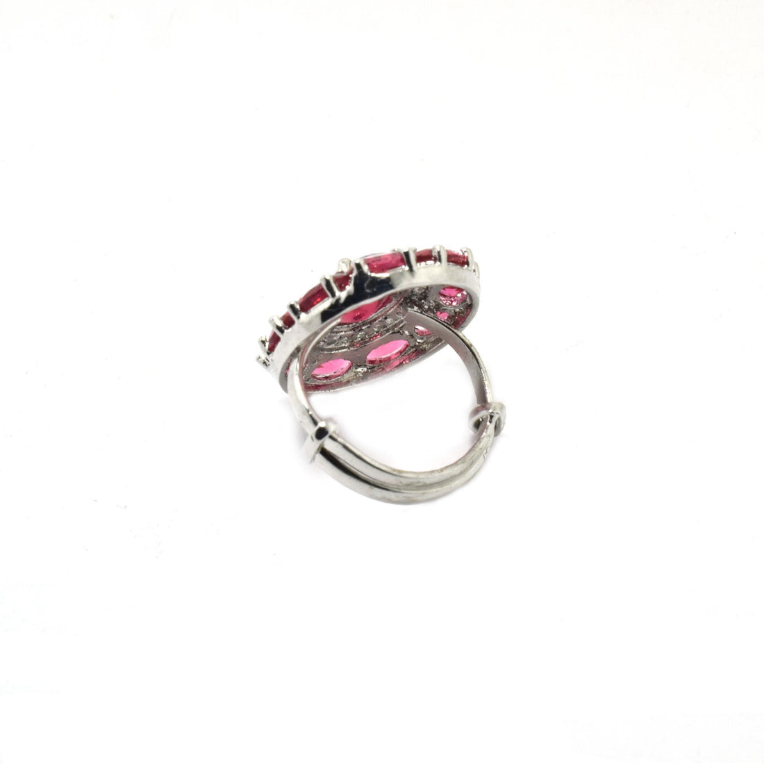 Handmade Red Garnet Ring: Oval Cut Gemstone & CZ Diamond — 3