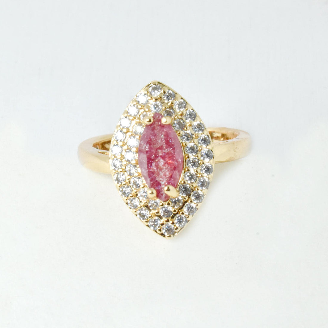 Marquise Ruby Ring | Gold Plated CZ Diamond Cocktail Ring | Adjustable Bridal Statement Ring | Festive Party Wear Jewelry | Gift for Her — 3