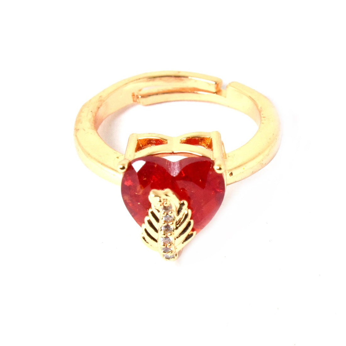 Heart Shape Ruby CZ Diamond Ring | Rose Gold Plated Adjustable Statement Ring | Bridal Wedding Engagement Ring |  Gift for Her — 7