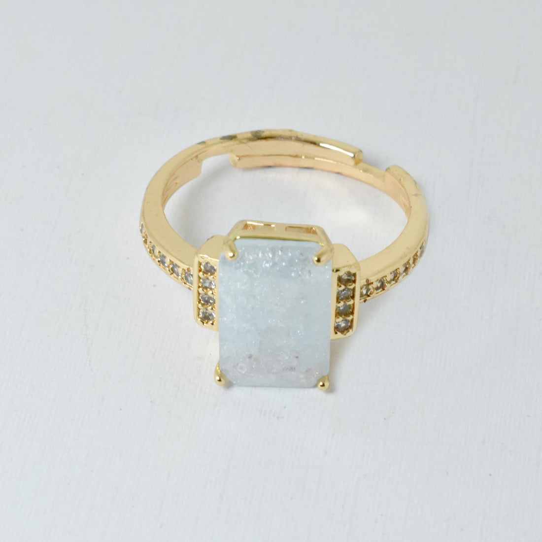 Cushion Moonstone CZ Diamond Ring | Gold Plated Indian Jewelry | Cocktail Statement Ring | Bridal Wedding Engagement Ring | Gift for Her — 6