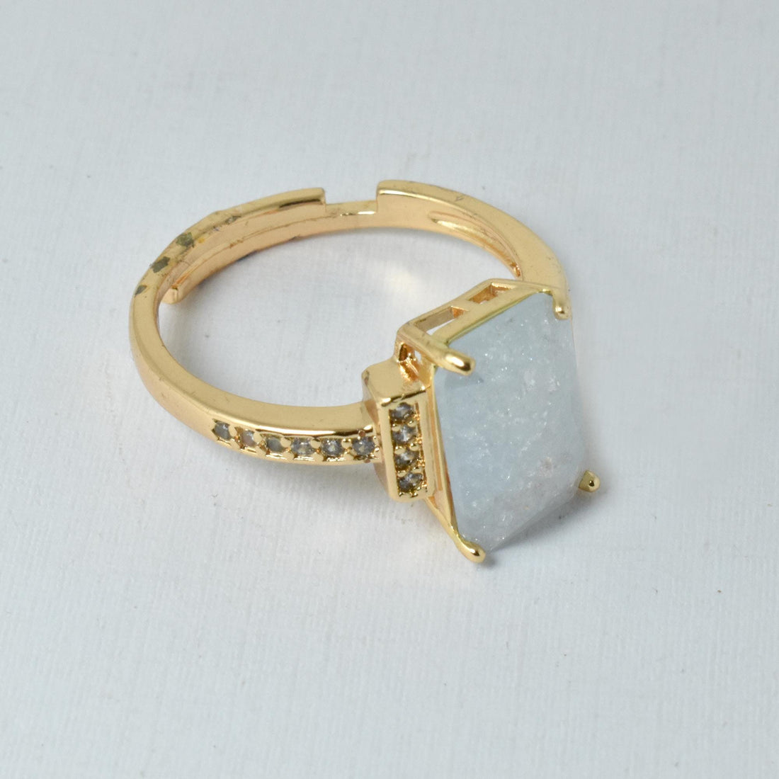 Cushion Moonstone CZ Diamond Ring | Gold Plated Indian Jewelry | Cocktail Statement Ring | Bridal Wedding Engagement Ring | Gift for Her — 3