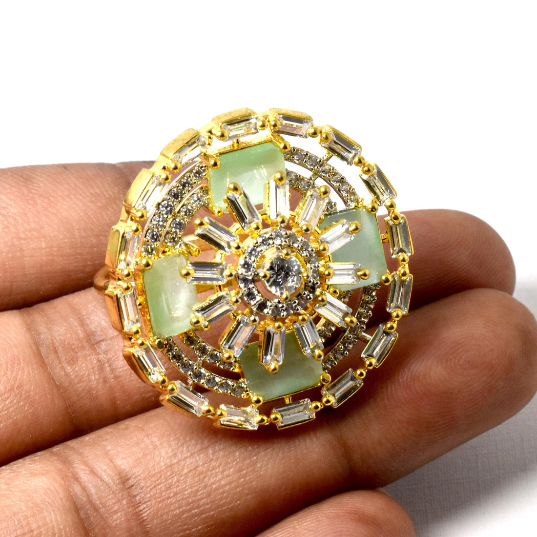 Emerald Cut CZ Diamond  | Gold Plated Statement Ring | Bridal Ring| Wedding Ring | Engagement Ring | Cocktail Ring | Gift for Her