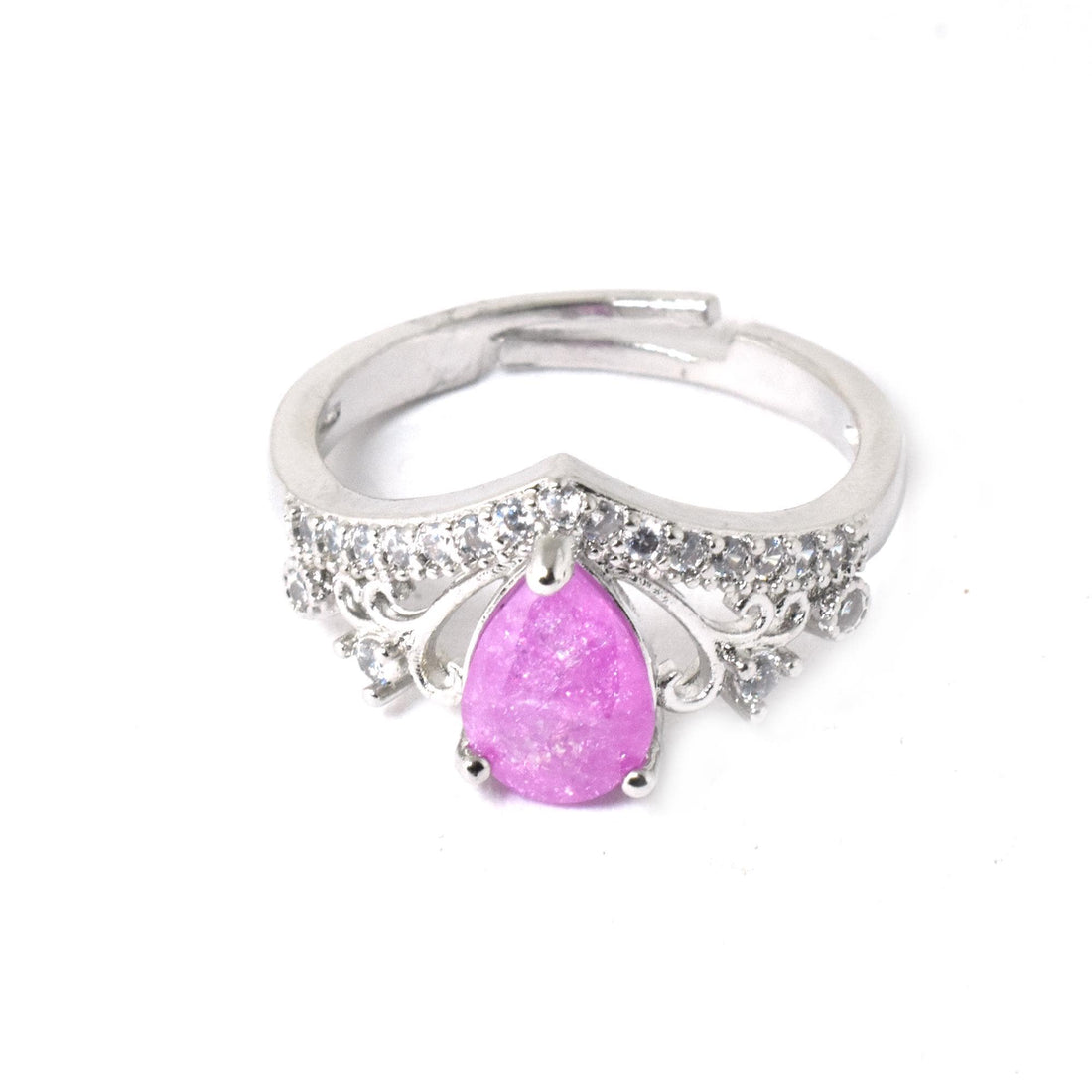 Ruby CZ Diamond Adjustable Ring | White Gold Plated Cocktail Statement Ring | Bridal Wedding Engagement Ring | Party Wear Ring |Gift for Her — 4