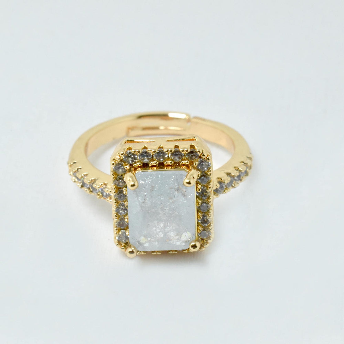 Cushion Moonstone CZ Diamond Ring | Gold Plated Statement Ring | Elegant Bridal Wedding Engagement Ring | Party Wear Jewelry | Gift for Her — 6