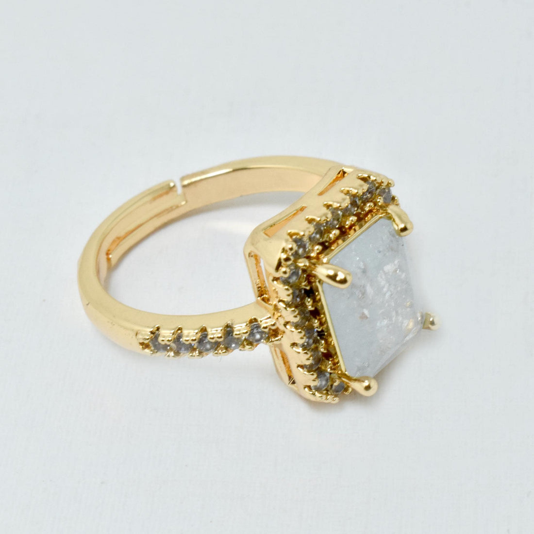 Cushion Moonstone CZ Diamond Ring | Gold Plated Statement Ring | Elegant Bridal Wedding Engagement Ring | Party Wear Jewelry | Gift for Her — 7