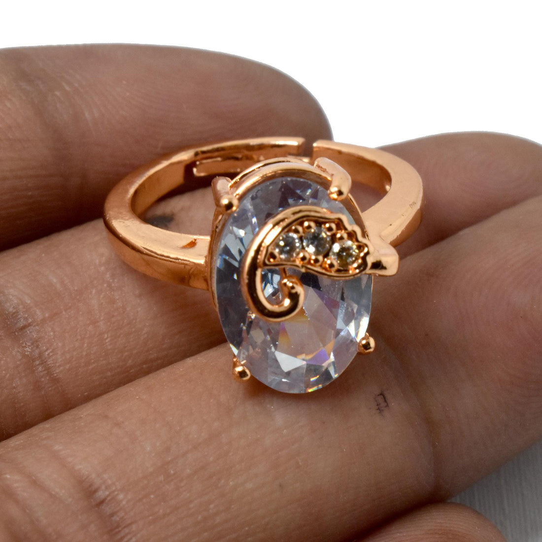 Gold Plated Cushion Moonstone Ring with CZ Diamonds | Statement Cocktail Ring | Bridal Wedding Engagement Ring | Gift for Women — 6