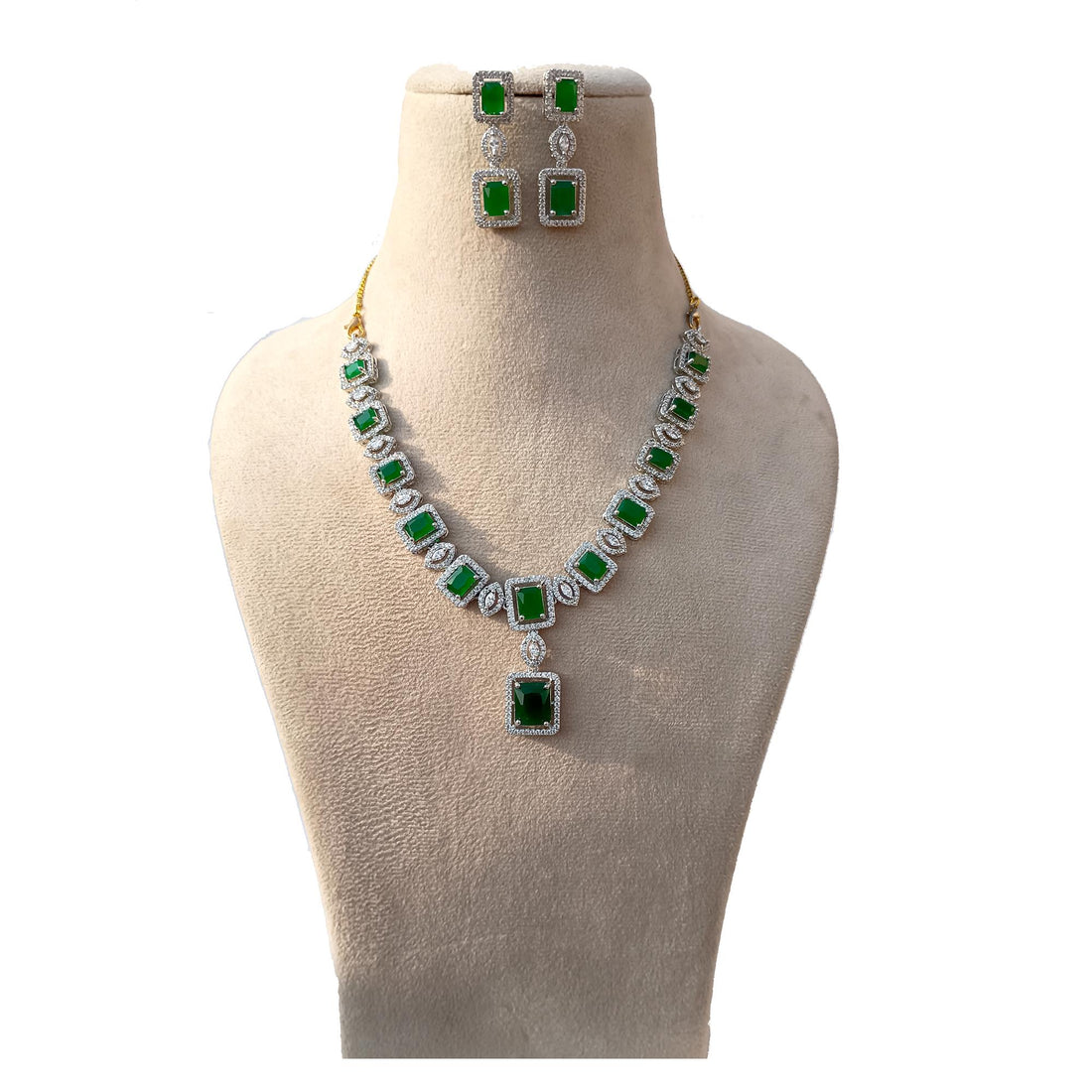 Ruby & Emerald Gold Plated Necklace: Indian Bollywood Jewelry — 2