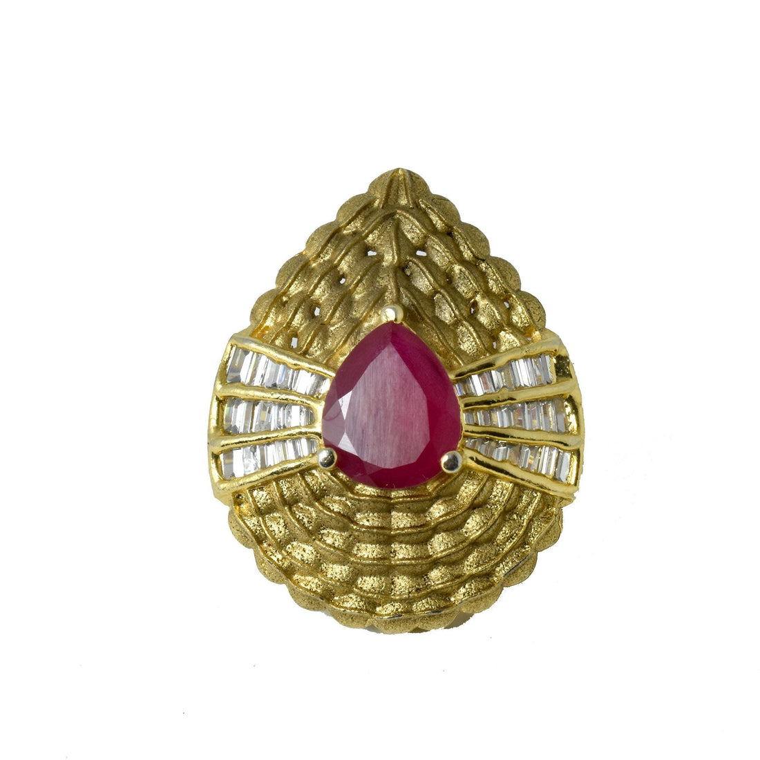 Ruby CZ Diamond Adjustable Ring | Gold Plated Statement Ring | Cocktail Ring | Bridal Ring | Wedding Ring | Engagement Ring | Gift For Her