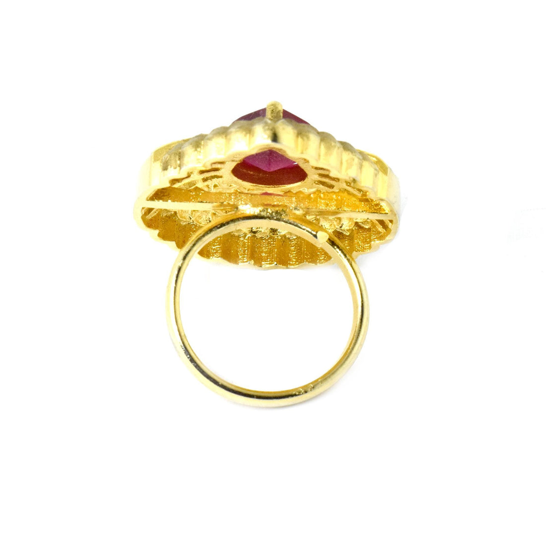 Ruby CZ Diamond Adjustable Ring | Gold Plated Statement Ring | Cocktail Ring | Bridal Ring | Wedding Ring | Engagement Ring | Gift For Her — 8
