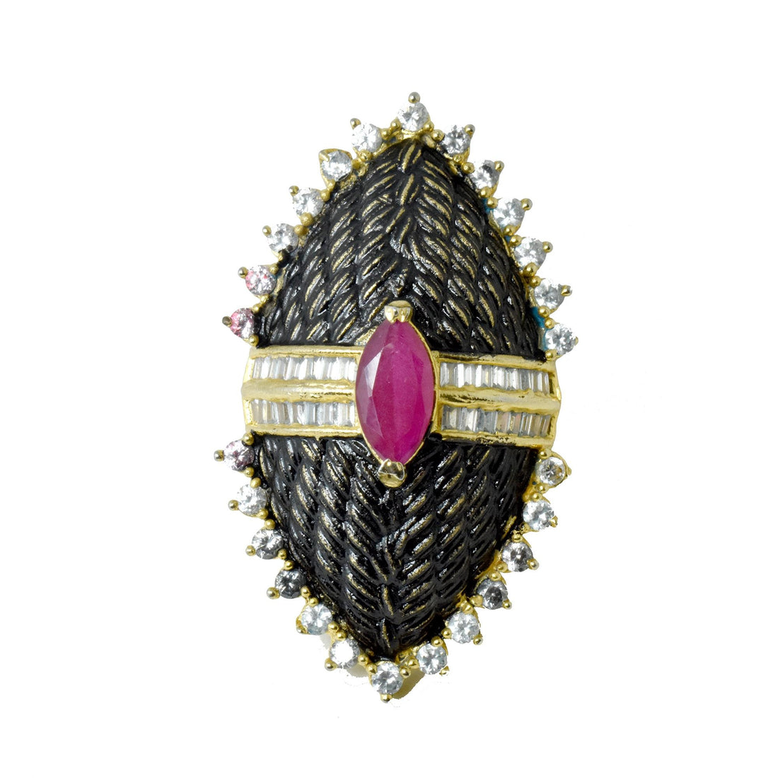 Victorian Ruby CZ Diamond Adjustable Ring | 22K Gold Plated Ring |Cocktail Ring | Bridal Ring | Wedding Ring | Engagement Ring |Gift For Her