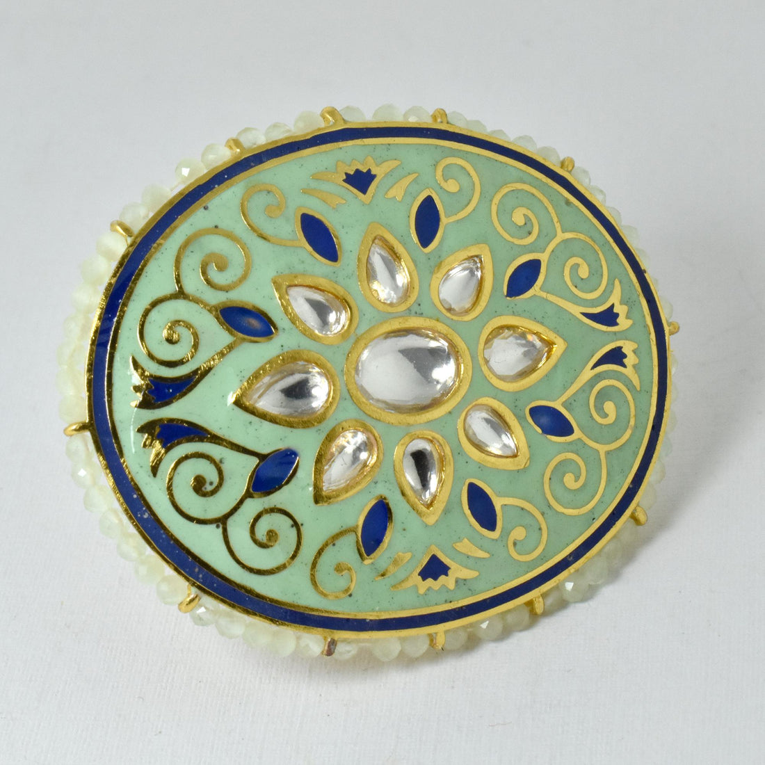 Meenakari Kundan Statement Ring: Indian Wedding Jewelry — 7