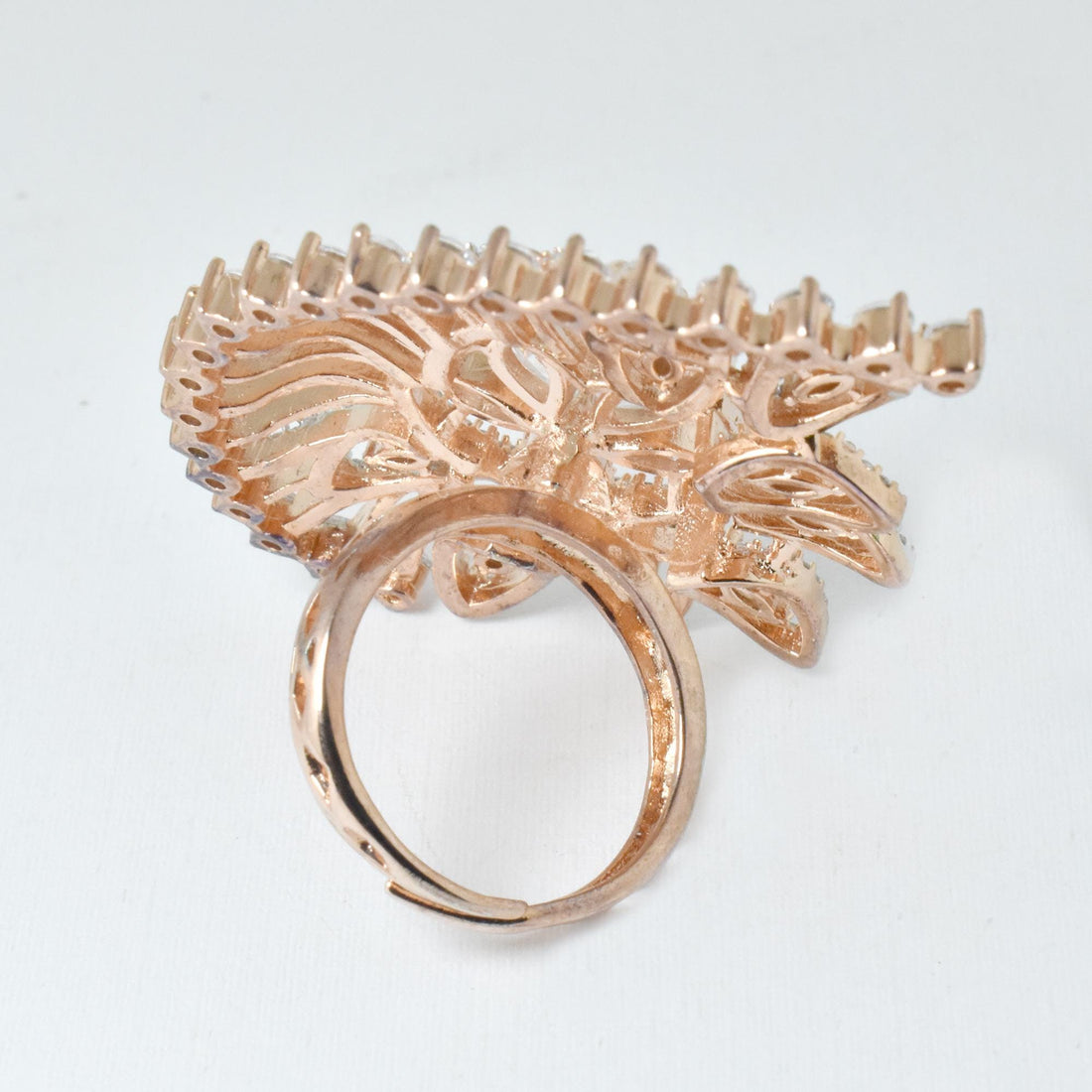 Gold Plated CZ Diamond Cocktail Ring | Handmade Statement Jewelry | Elegant Bridal Wedding Party Wear Ring | Gift For Her — 2