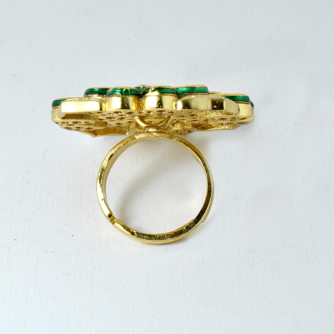 Pink Meenakari Kundan Ring Handcrafted in Brass | 22K Gold Plated Indian Ethnic Ring | Bridal Wedding Jewelry  |  Gift For Women — 5