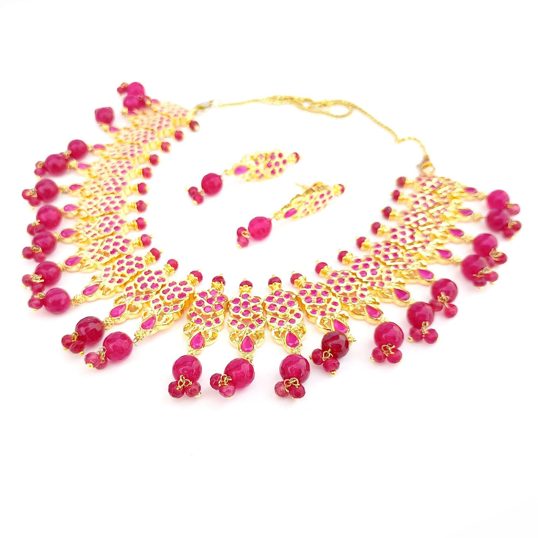 Ruby Emerald Pearl Necklace Set |22K Gold Plated South Indian Wedding Jewelry |Traditional Bridal Necklace |Party Wear Jewelry |Gift for Her — 7
