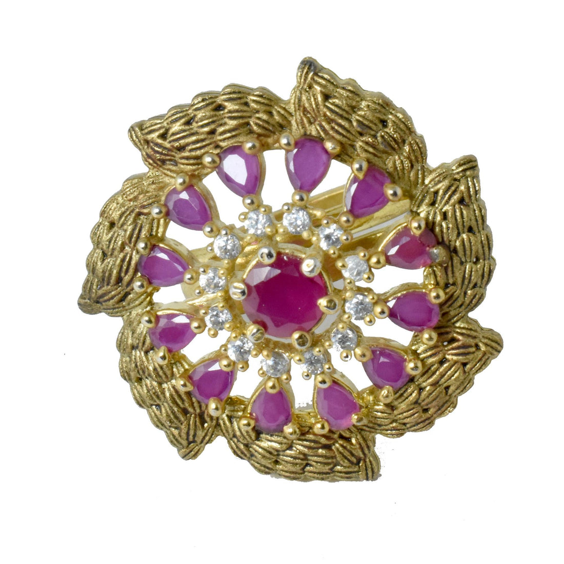 Handmade Meenakari Kundan Ring with Ruby & CZ Diamond | 22K Gold Plated Traditional Indian Statement Ring | Bridal Jewelry | Gift For Her — 8
