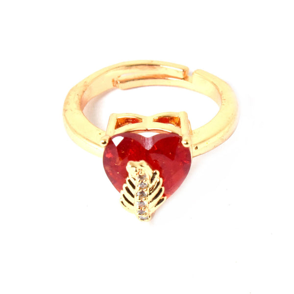 Heart Shape Ruby CZ Diamond Ring | Rose Gold Plated Adjustable Statement Ring | Bridal Wedding Engagement Ring |  Gift for Her