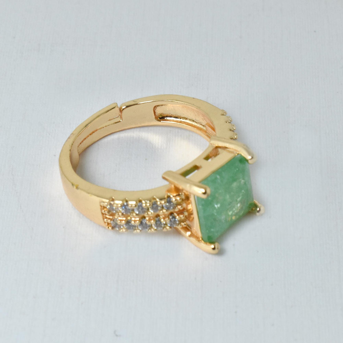 Rose Gold Plated Green Quartz CZ Diamond Ring | Cocktail Statement Ring | Bridal Wedding Engagement Ring | Gift for Her — 8