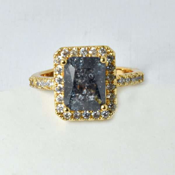 Cushion Sapphire CZ Diamond Ring | Rose Gold Plated Cocktail Statement Ring | Bridal Wedding Engagement Ring | Party Wear Ring |Gift for Her