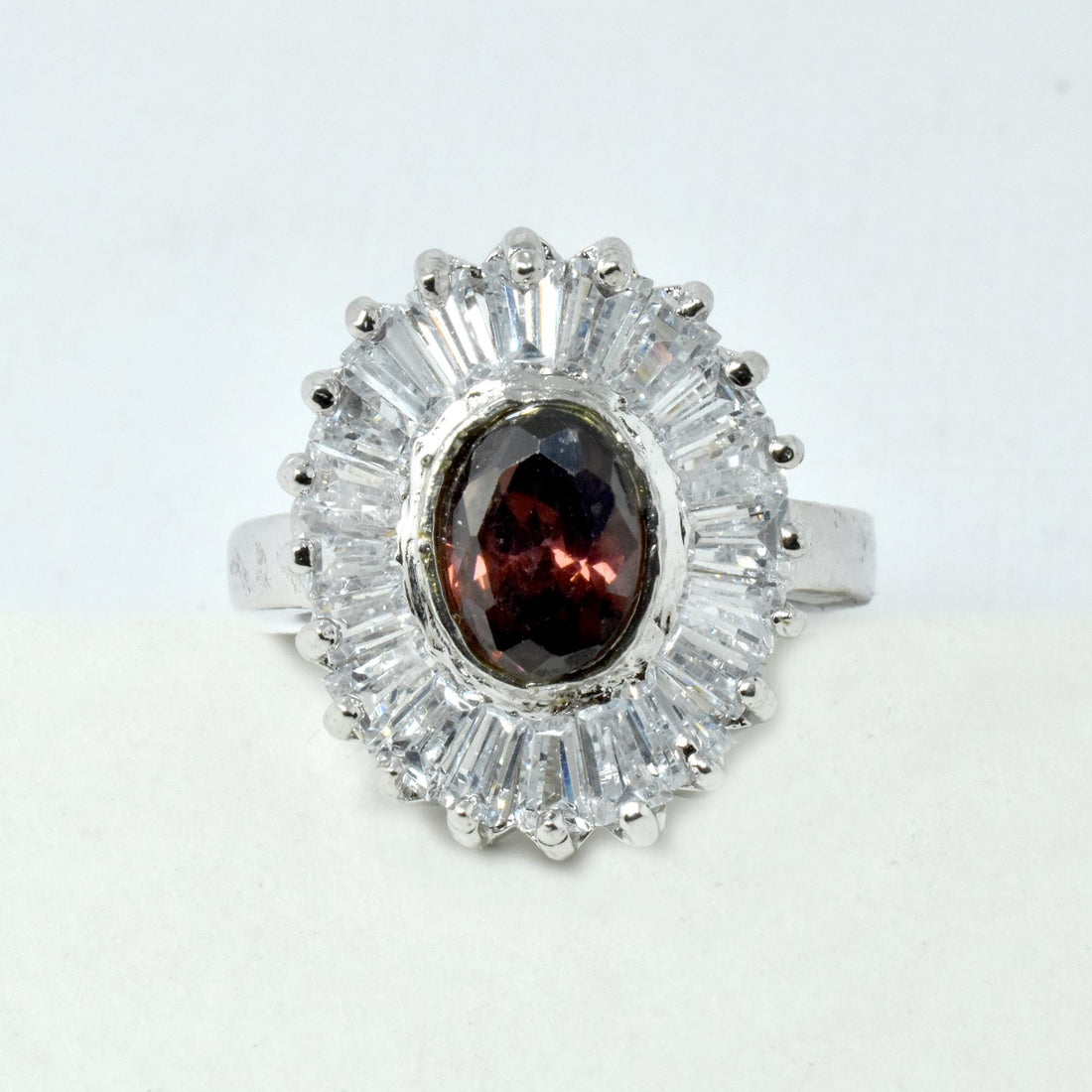 Smoky Quartz CZ Diamond Cocktail Ring | White Gold Plated Ring | Bridal Wedding Engagement Ring | Elegant Party Wear Ring | Gift for Her — 2