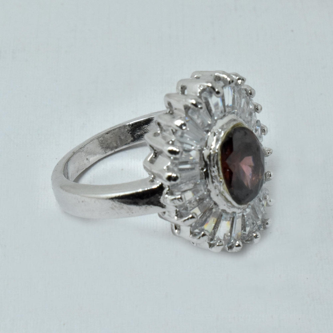 Smoky Quartz CZ Diamond Cocktail Ring | White Gold Plated Ring | Bridal Wedding Engagement Ring | Elegant Party Wear Ring | Gift for Her — 5