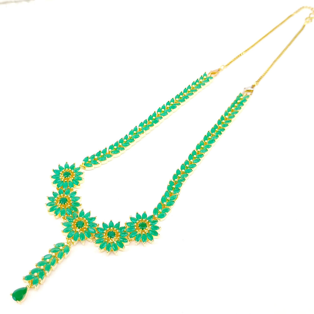 Emerald & Multi-Stone Necklace | 22K Gold Plated Indian Wedding Jewelry | Statement Bridal Necklace | Gift For Her | Engagement Jewelry — 7