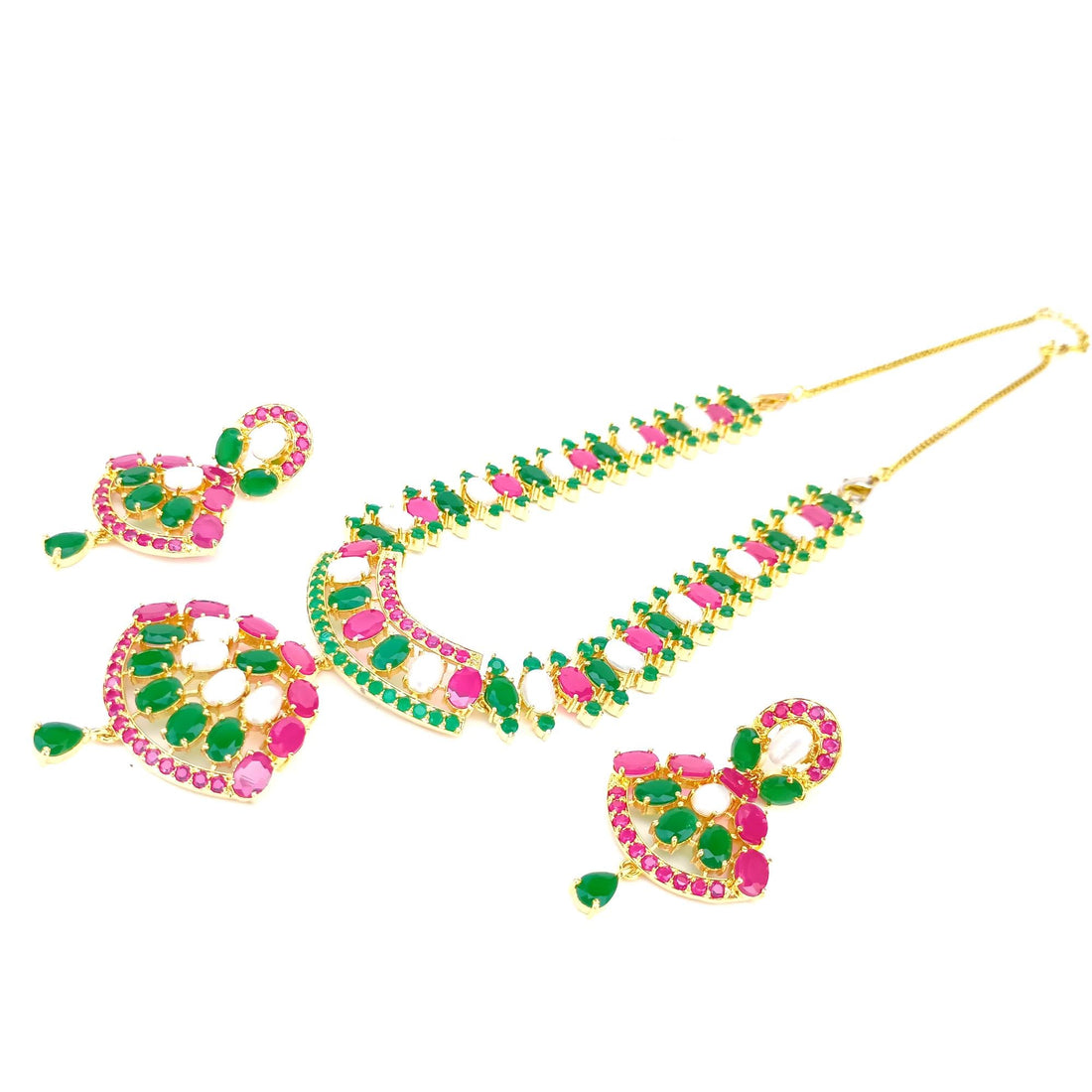 Ruby Emerald Pearl Necklace | 22K Gold Plated Indian Jewelry | Traditional Bridal Necklace | Wedding Party Wear | Gift for Her — 7