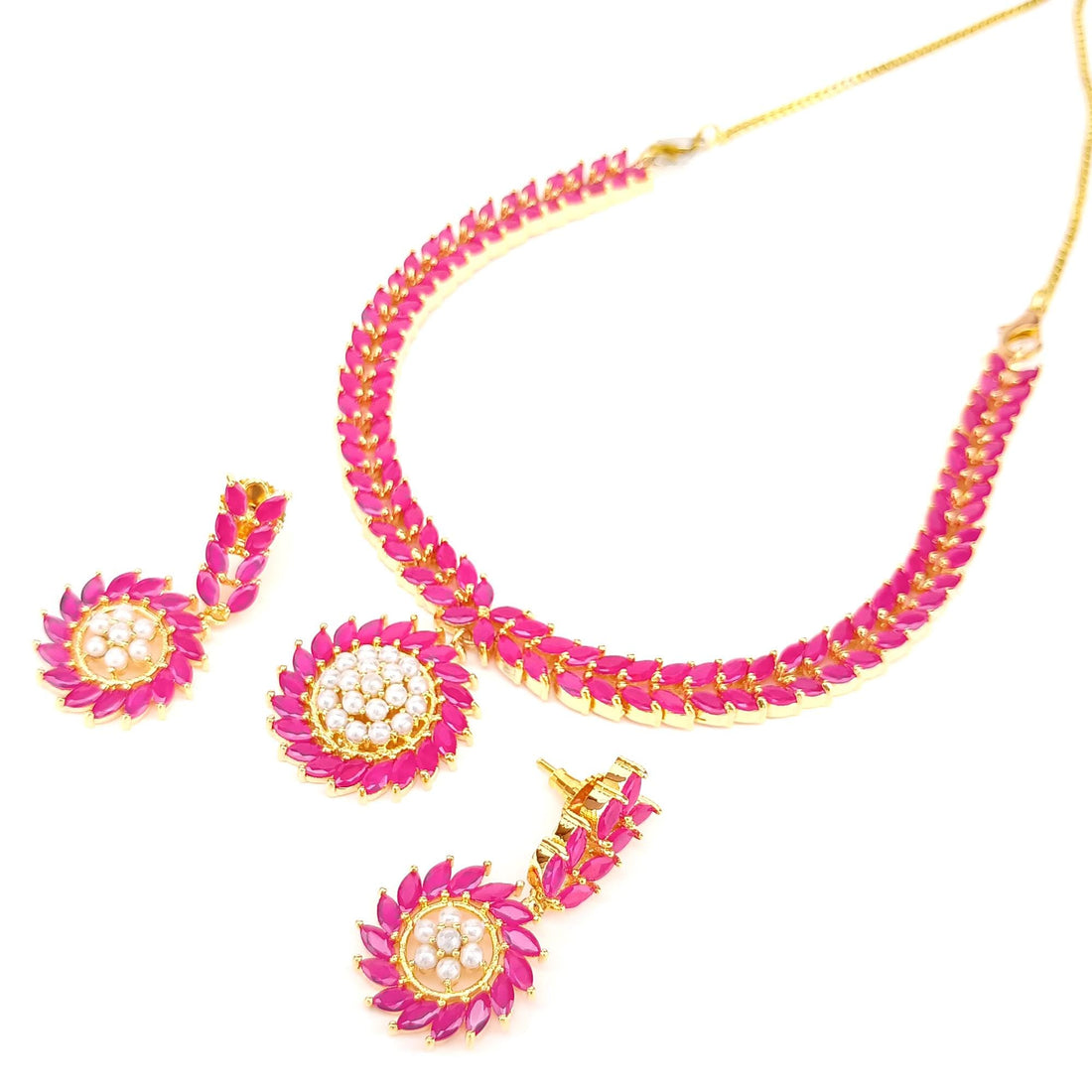 Ruby & Multi Stone Gold Plated Necklace Set for Women | Indian Wedding Bridal Jewellery | Traditional Party Wear Necklace | Gift for Her — 3