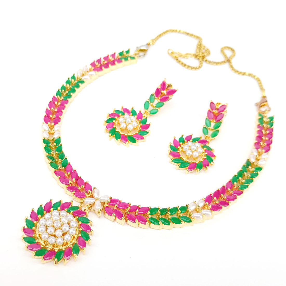 Ruby & Multi Stone Gold Plated Necklace Set for Women | Indian Wedding Bridal Jewellery | Traditional Party Wear Necklace | Gift for Her — 8