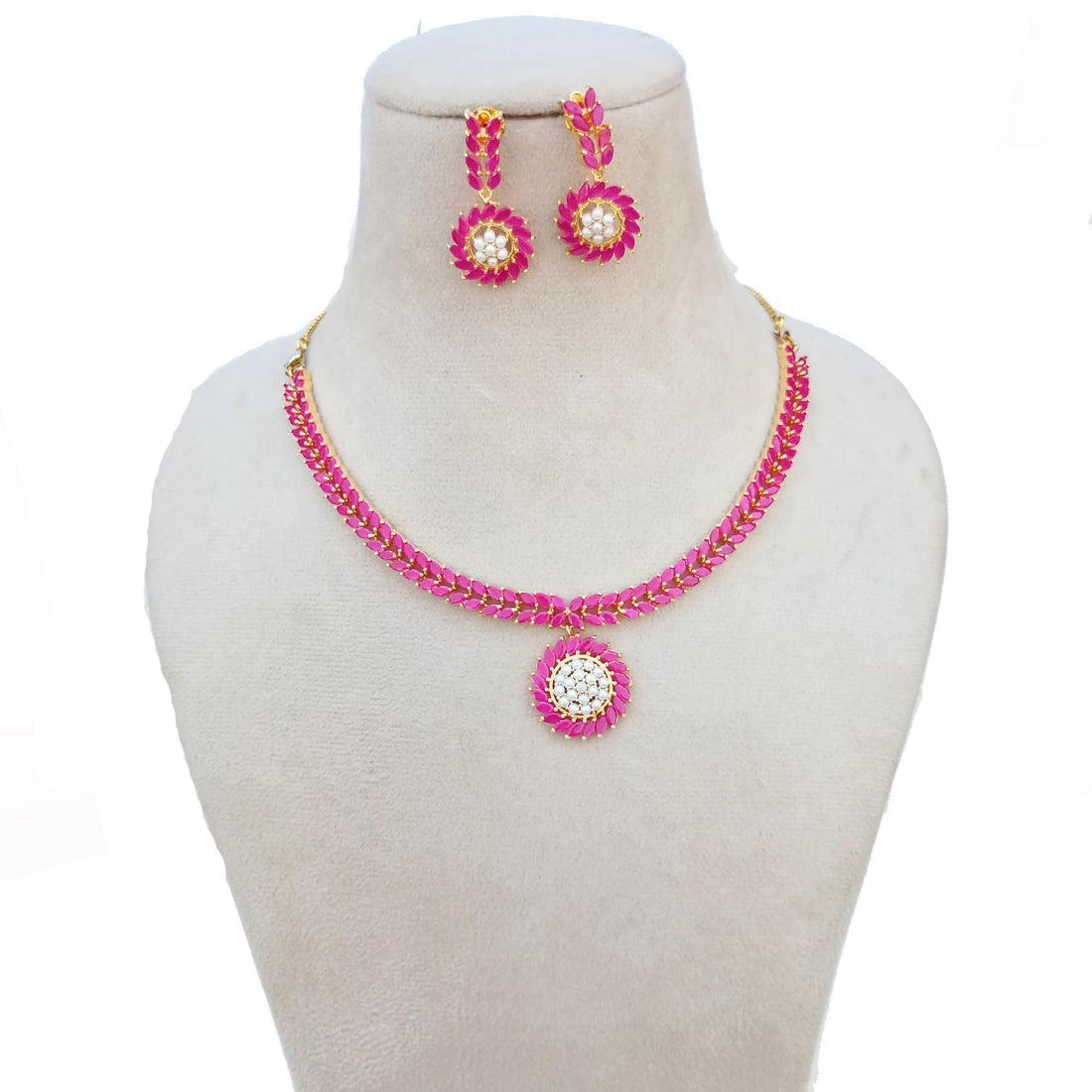 Ruby & Multi Stone Gold Plated Necklace Set for Women | Indian Wedding Bridal Jewellery | Traditional Party Wear Necklace | Gift for Her — 2