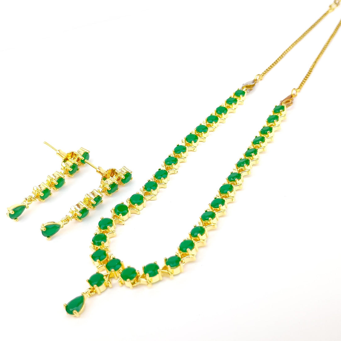 22k Gold Plated Indian Necklace: Emerald, Ruby & Pearl — 2