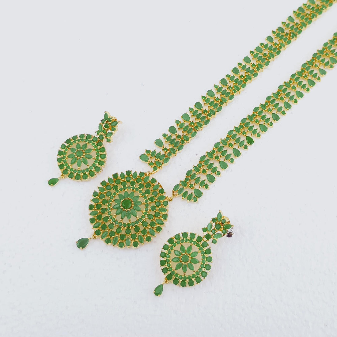 22K Gold Plated South Indian Necklace | Ruby Emerald Coral Gemstone Bridal Wedding Jewelry | Traditional Statement Necklace | Gift for Women — 6