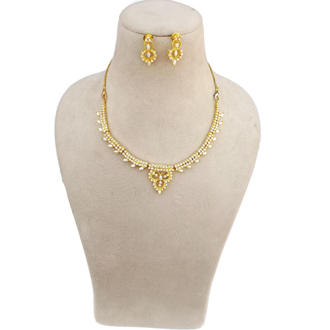 Handmade 22K Gold Plated Pearl Bridal Necklace | Indian Wedding Traditional Jewelry Set | Gift For Her | Engagement Jewelry — 7